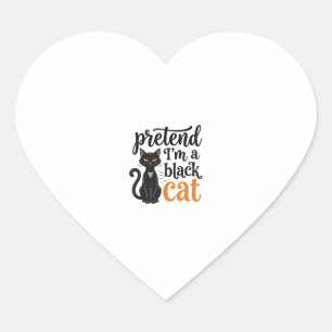 Doe alsof ik een zwarte kat ben Halloween kat T-sh Hart Sticker