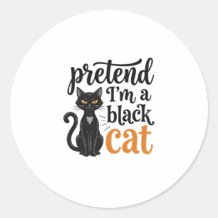 Doe alsof ik een zwarte kat ben Halloween kat T-sh Ronde Sticker