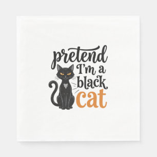 Doe alsof ik een zwarte kat ben Halloween kat T-sh Servet