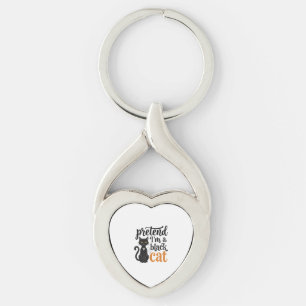Doe alsof ik een zwarte kat ben Halloween kat T-sh Sleutelhanger