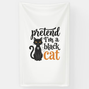Doe alsof ik een zwarte kat ben Halloween kat T-sh Spandoek