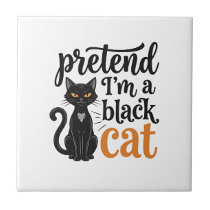 Doe alsof ik een zwarte kat ben Halloween kat T-sh Tegeltje