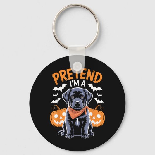 Doe alsof ik een zwarte labrador halloween hond be sleutelhanger (Voorkant)