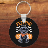 Doe alsof ik een zwarte labrador halloween hond be sleutelhanger (Voorkant)