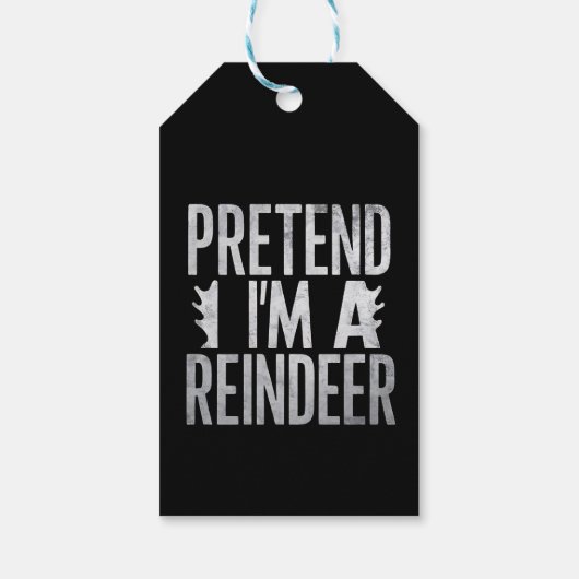 Doe alsof in een rendier kerstkostuum cadeaulabel (Achterkant)