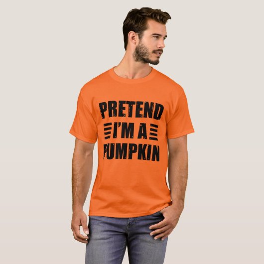 Doe alsof je een pompoenkostuum draagt Halloween L T-shirt (Voorkant volledig)