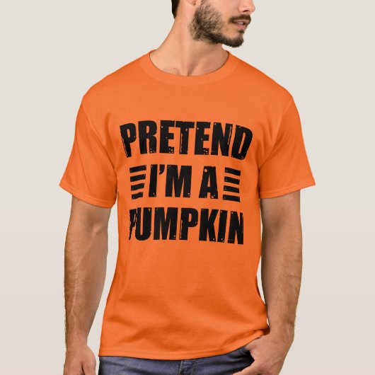 Doe alsof je een pompoenkostuum draagt Halloween L T-shirt (Voorkant)