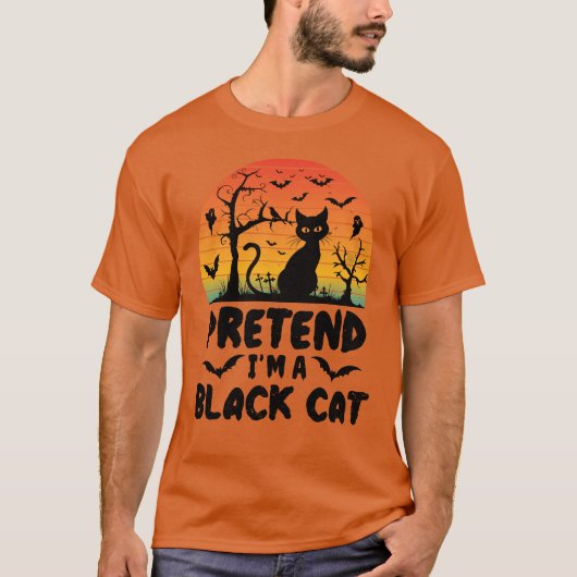 Doe alsof je een zwart kattenkostuum hebt Hallowee T-shirt (Voorkant)