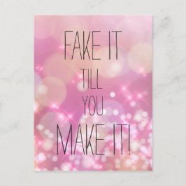 Doe alsof tot je het haalt! Roze Glitter Quote Briefkaart