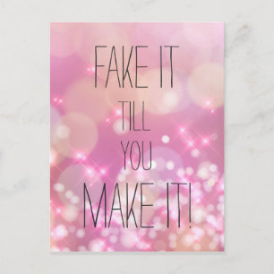 Doe alsof tot je het haalt! Roze Glitter Quote Briefkaart