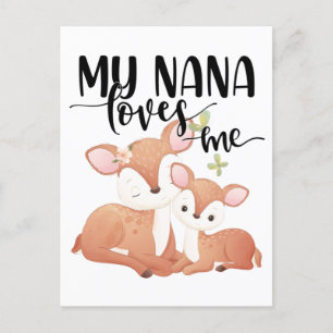 Doe and Fawn My Nana Loves me Briefkaart