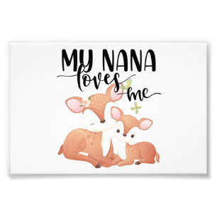 Doe and Fawn My Nana Loves me Foto Afdruk