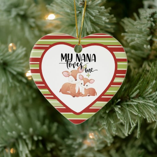 Doe and Fawn My Nana Loves me Keramisch Ornament (Boom)