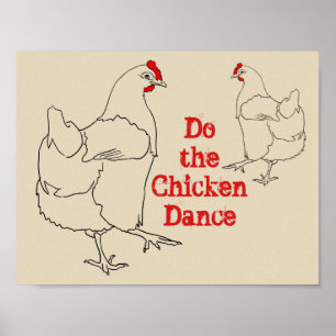 Doe de Chicken Dance Funny Cute Quirky Animal Art Poster