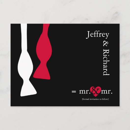 Doe de Math Mr & Mr Postcard Aankondigingskaart (Voorkant)