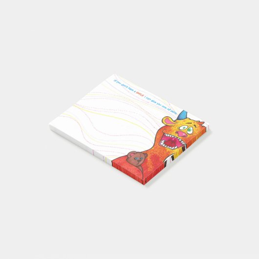 Doe de Monster met/quote, post it notes 4"x3" (Schuin)