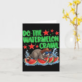 Doe de Watermeloen Crawl Grappige Wasbeer Cowboy Kaart (Gele Bloem)
