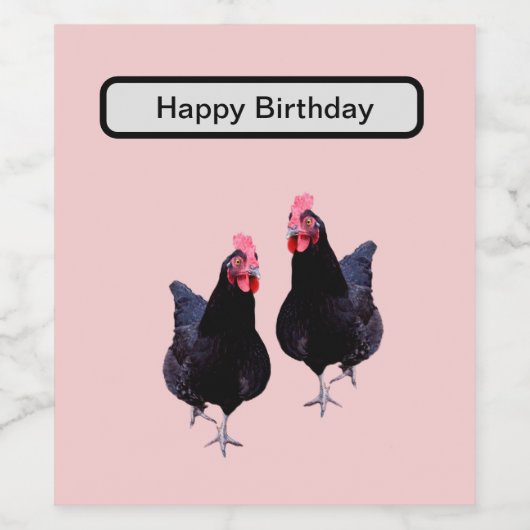 Doe de zwarte kippen strut, wijn etiket (Enkel label)