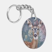 Doe Deer Circle Acryl Sleutelhanger (Voorkant Links)