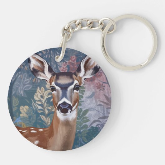 Doe Deer Circle Acryl Sleutelhanger (Achterkant)