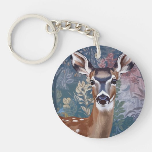Doe Deer Circle Acryl Sleutelhanger (Voorkant)