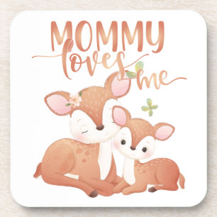 Doe Deer en Fawn Mommy Loves me Bier Onderzetter