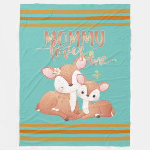 Doe Deer en Fawn Mommy Loves me Fleece Deken