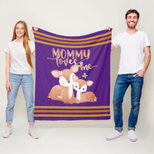 Doe Deer en Fawn Mommy Loves me Fleece Deken