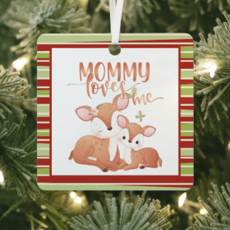 Doe Deer en Fawn Mommy Loves me Metalen Ornament