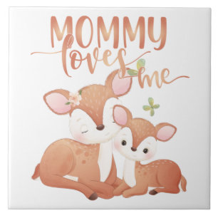 Doe Deer en Fawn Mommy Loves me Tegeltje