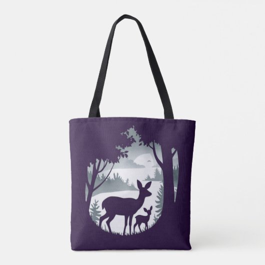 Doe Deer en Fawn Shopping Errand Canvas tas (Achterkant)