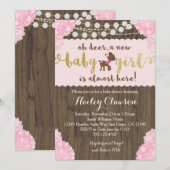 Doe Deer Rustic Girl Baby shower Uitnodiging (Voorkant / Achterkant)