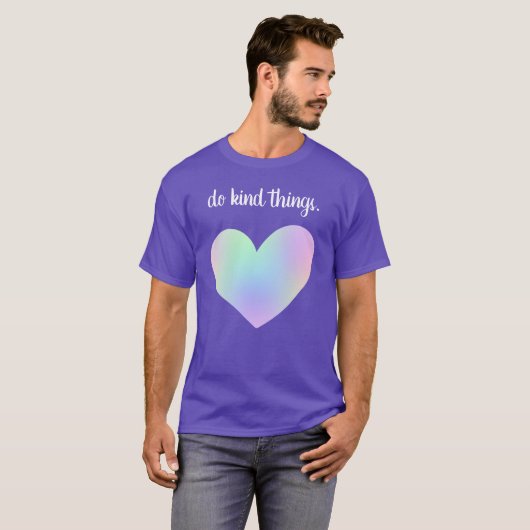 "Doe dingen aardig." Rainbow Heart T-shirt (Voorkant volledig)