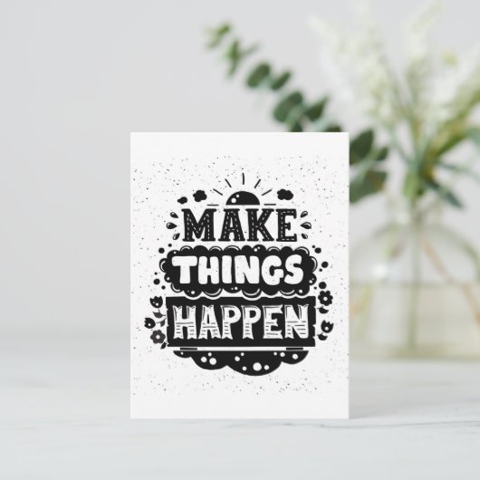 Doe dingen gebeuren briefkaart (Staand voorkant)
