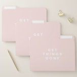Doe dingen voor elkaar | Lichtroze Custom Documentenmap<br><div class="desc">Ga georganiseerd aan de slag met deze moderne en eenvoudige bestandsmappen. Het heeft een lichtroze achtergrond met eenvoudige typografie. Deze moderne bestandsmappen zijn een perfecte manier om bonnen,  schema's en andere belangrijke documenten bij te houden. U kunt de tekst aanpassen aan uw behoeften. Doe dingen!</div>