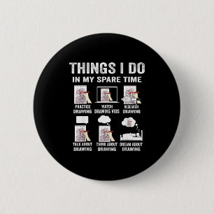 Doe Dingen Vrije Tijd Hobby Tekenen Ronde Button 5,7 Cm