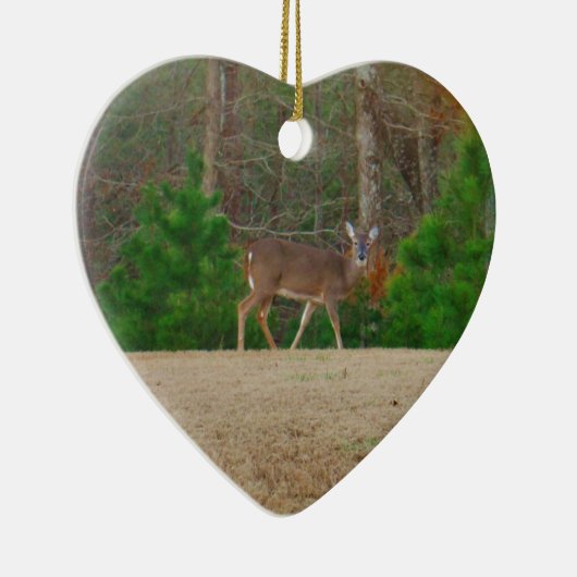 Doe een Deer en Pine Trees Keramisch Ornament (Rechts)