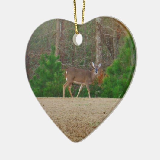 Doe een Deer en Pine Trees Keramisch Ornament (Links)