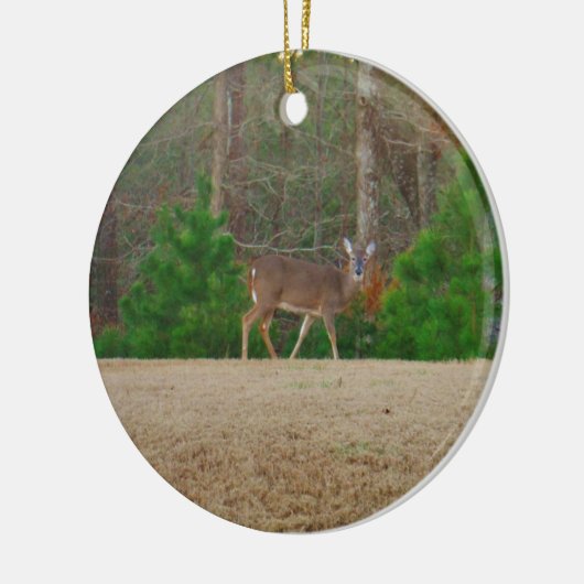 Doe een Deer en Pine Trees Keramisch Ornament (Links)