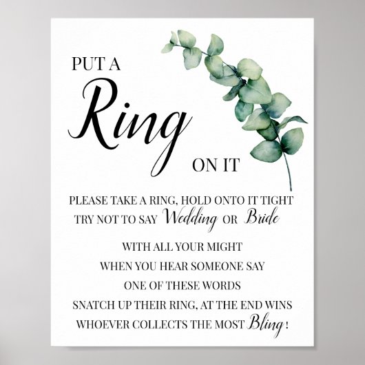 Doe een ring Eucalyptus Bruiloftsspel Bord Poster (Voorkant)