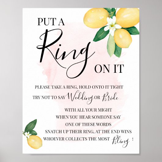 Doe een ring om het bruidsfeest spel met citroenen poster (Voorkant)