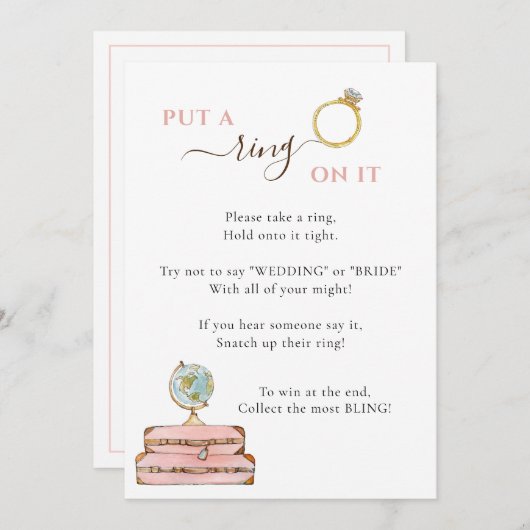 Doe een ring om het Reis Thema Bruidsdouche-spel Kaart (Voorkant / Achterkant)