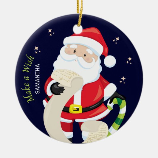 Doe een wens met de Kerstman Keramisch Ornament (Voorkant)