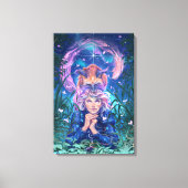 Doe een wens met Magicfox- fantasie kunst Canvas Afdruk (Voorkant)