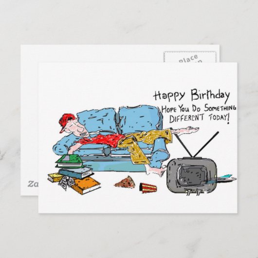 Doe eens iets anders op je verjaardag briefkaart (Voorkant / Achterkant)