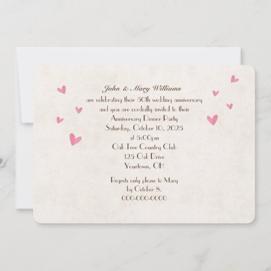 Doe en bok bij boom met gegraveerde hart jubileum kaart (Achterkant)