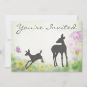  Doe en Fawn Deer Baby shower uitnodiging (Voorkant)