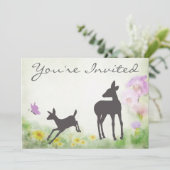  Doe en Fawn Deer Baby shower uitnodiging (Staand voorkant)