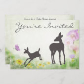  Doe en Fawn Deer Baby shower uitnodiging (Voorkant / Achterkant)