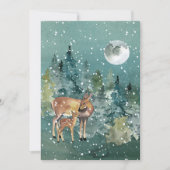 Doe en Fawn Deer in Forest Full Moon Snowfall Feestdagenkaart (Voorkant)